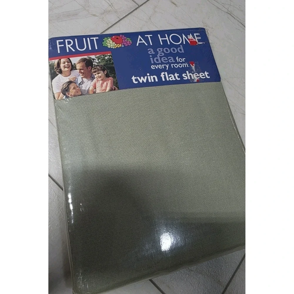 Vintage Fruit at Home Twin Fitted Sheet 1999 NIP Sage/Green